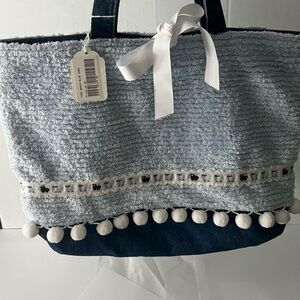 Stylish Blue and White Tote denim Bag